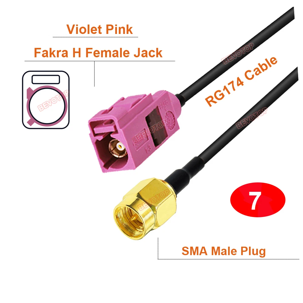 

BEVOTOP Удлинительный кабель Fakra H к SMA RG174 10см~20м