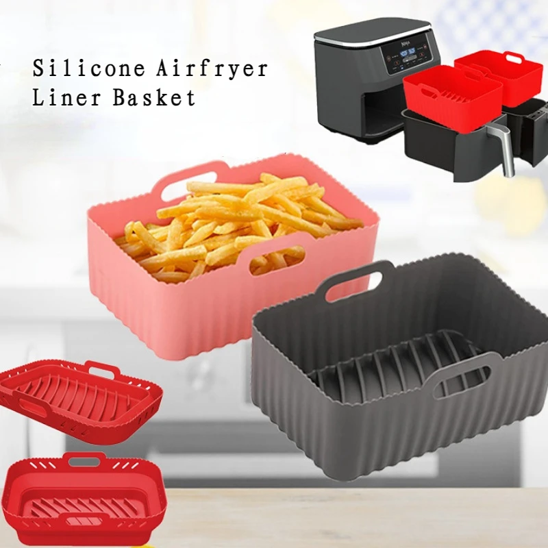 

Silicone Airfryer Liner Basket Reusable Square Silicone Basket Oven Baking Tray Fried Pizza Chicken Basket Baking Mat Mold