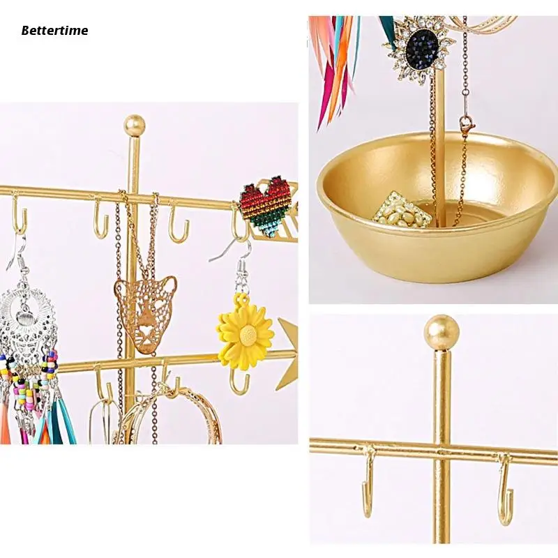 

B36D 2 Tier Jewelry Stand Organizers Necklace Earrings Storage Rack For Girls Women