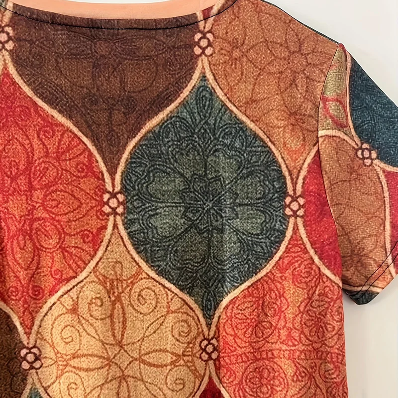 2024 новая женская футболка с круглым вырезом и коротким рукавом принтом 3D Bouguer