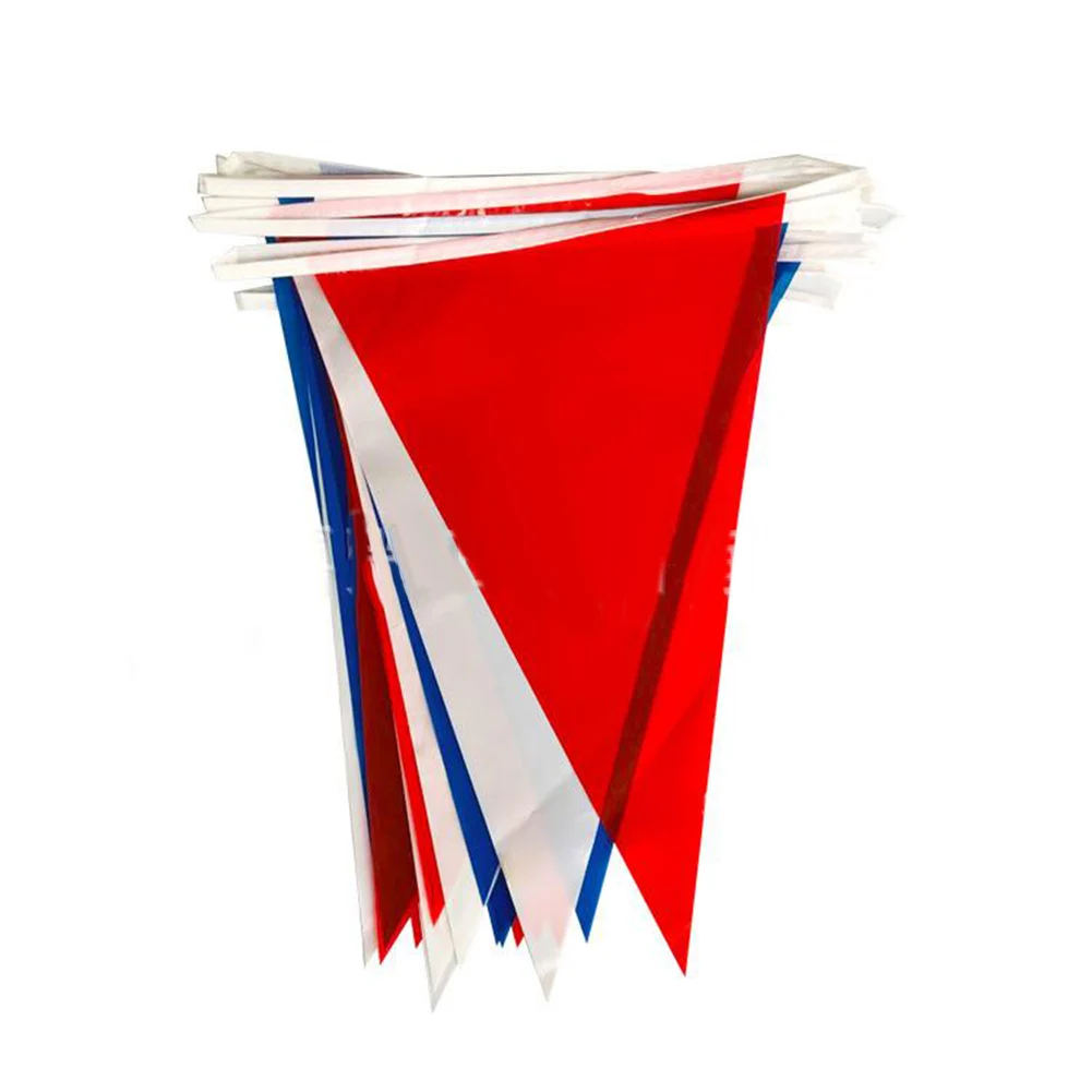 

18m Triangular String Flag Red White Blue Banner 20*30cm Bunting For Celebration Fundraiser Street Party Decoration