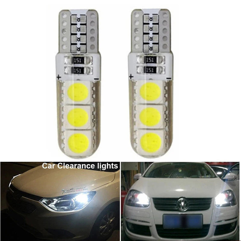

2x T10 W5W Car LED Bulb Turn Signal Light Auto Interior Dome Reading Light License Plate Wedge Side Super Bright White 12V 6SMD