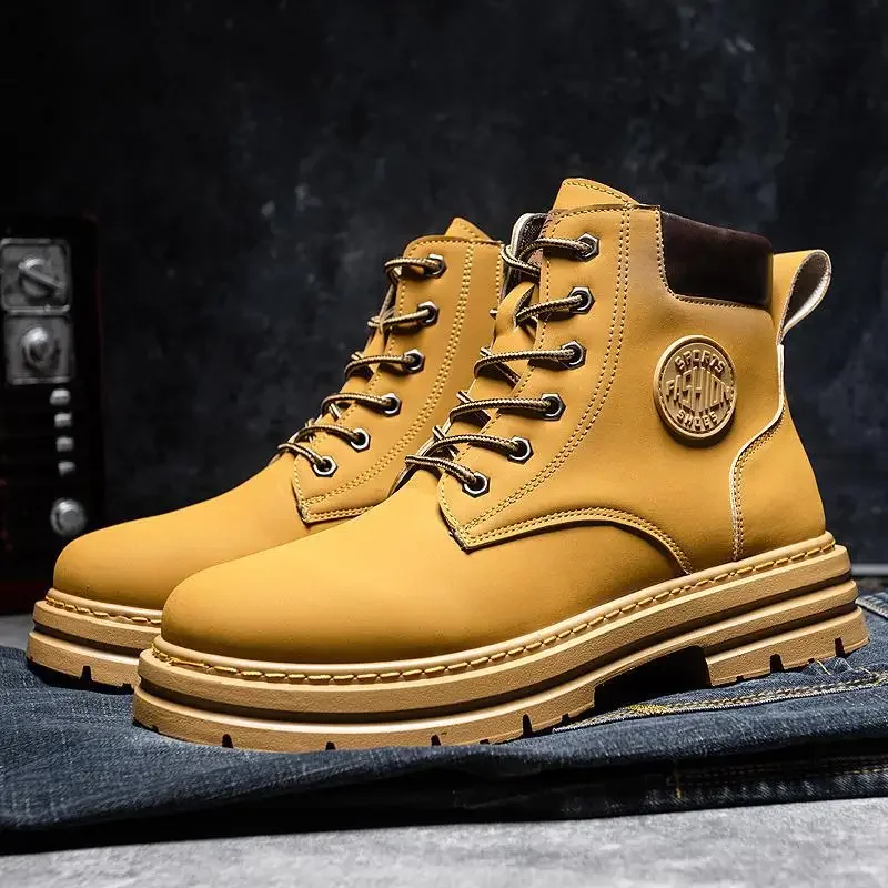 

Мужские кожаные ботинки Martin, Черные ботильоны на платформе в Корейском стиле для студентов, в британском стиле, для зимы