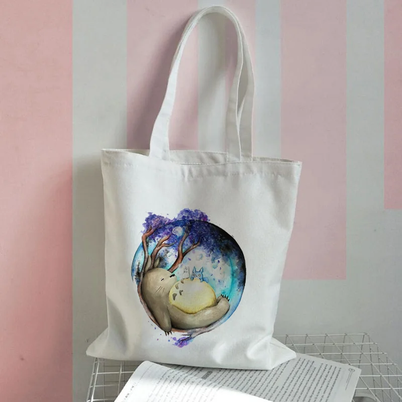 

Shopping Large Canvas Bags Shoulder Bag Capacity Handbags Women Totoro Studio Ghibli Miyazaki Hayao Cartoon harajuku Cloth bag