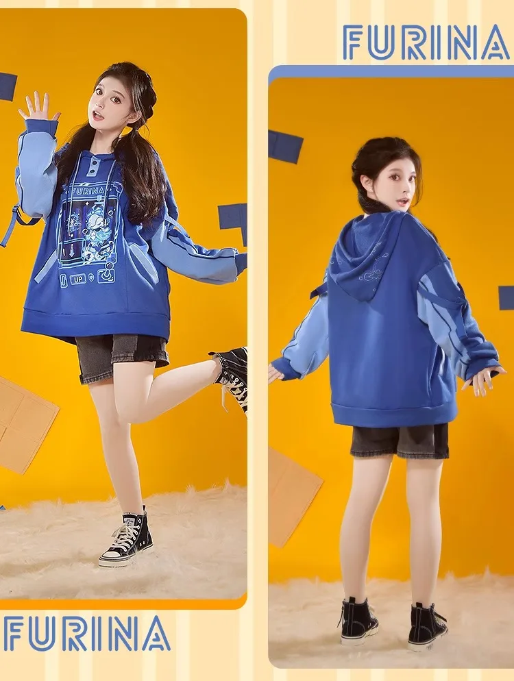 Толстовка с капюшоном Genshin Impact в стиле пэчворк Neuvillette Focalors пуловеры для косплея