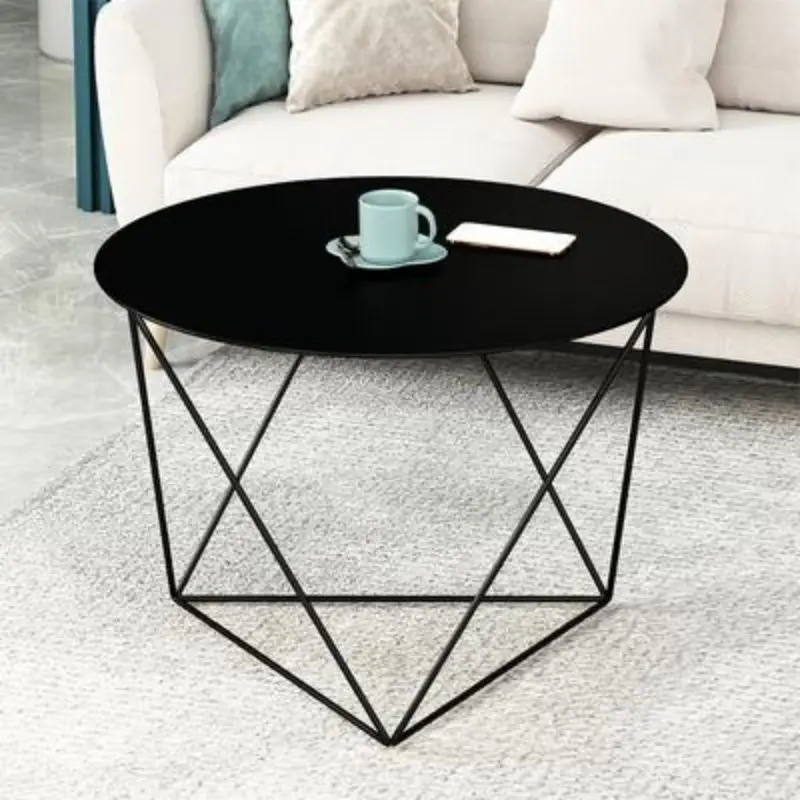 

Nordic Minimalist Wrought Iron Coffee Table Round for Living Room Hotel Apartment Simple Metal Round Table desk mesa de centro