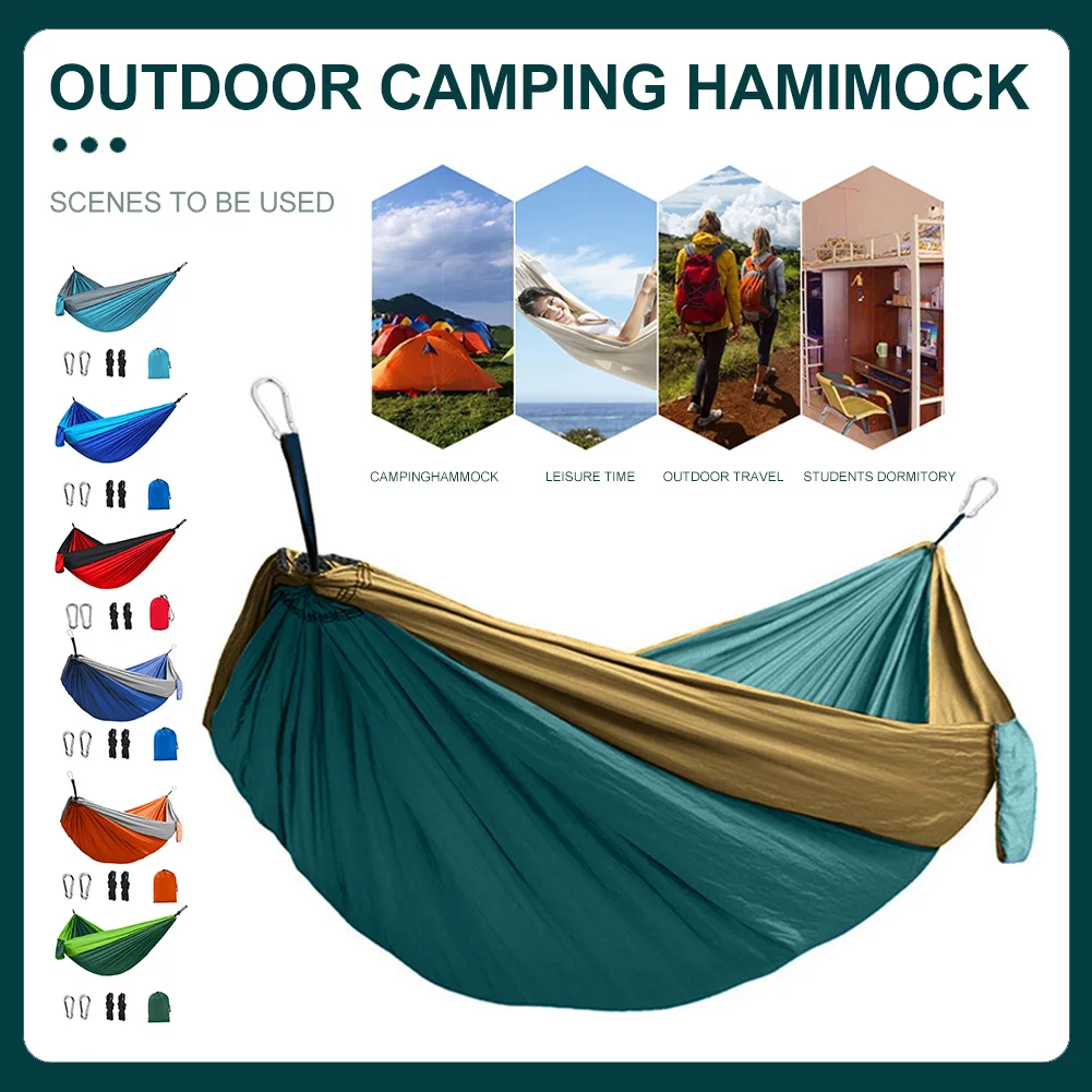 

270*140CM Nylon Camping Hammock Portable Double Hammock Sleep Swing Tree Hanging Bed For Backyard Hiking Travel