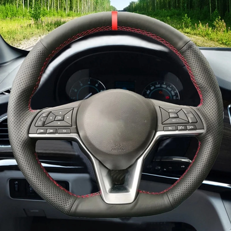 Car Steering Wheel Cover Genuine Leather For Nissan X-Trail Qashqai March Serena Micra Kicks 2017-2019 Altima Teana 2019