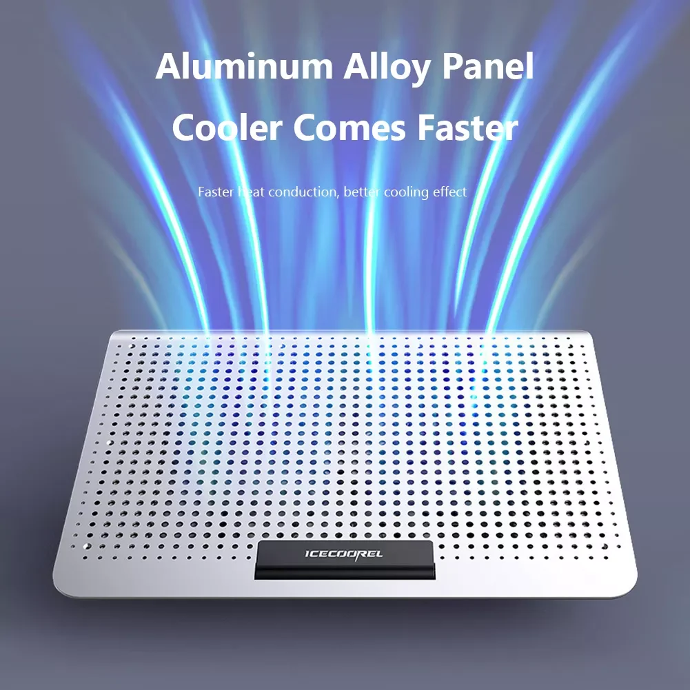 

Gaming Laptop Cooler Silent Fan Metal Laptop Cooling Pad Two USB Port Portable Adjustable Laptop Stand For 11-17 Inch Notebook