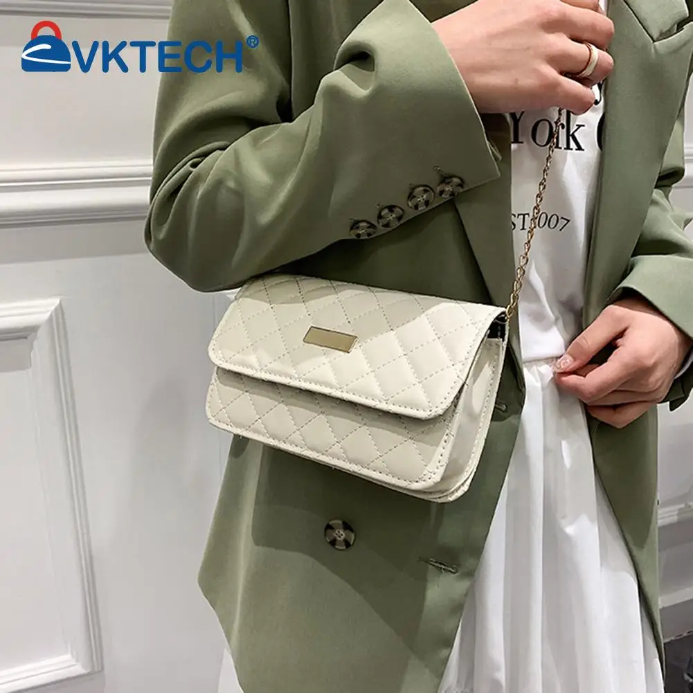 

Women Diamond Lattice Shoulder Bag Exquisite Pu Leather Chain Handbag Small Square Pack Vintage Solid Color Crossbody Bags