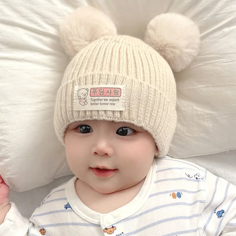 

Baby Hat Autumn and Winter Cute Super Cute Men and Women Baby Wool Warm Ear Protection Knitting Cap Toddler Korean Version