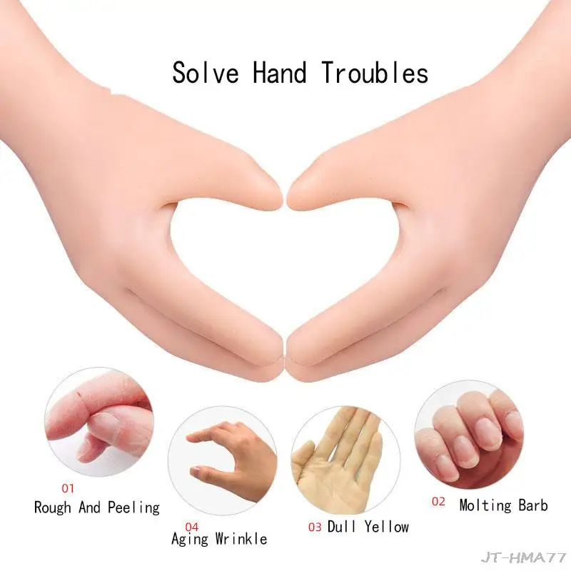 

A Pair Of SEBS Long Moisturizing Gloves Beauty Hand Care Silicone Gloves Reusable Spa Gel Gloves Whitening Exfoliating Gloves