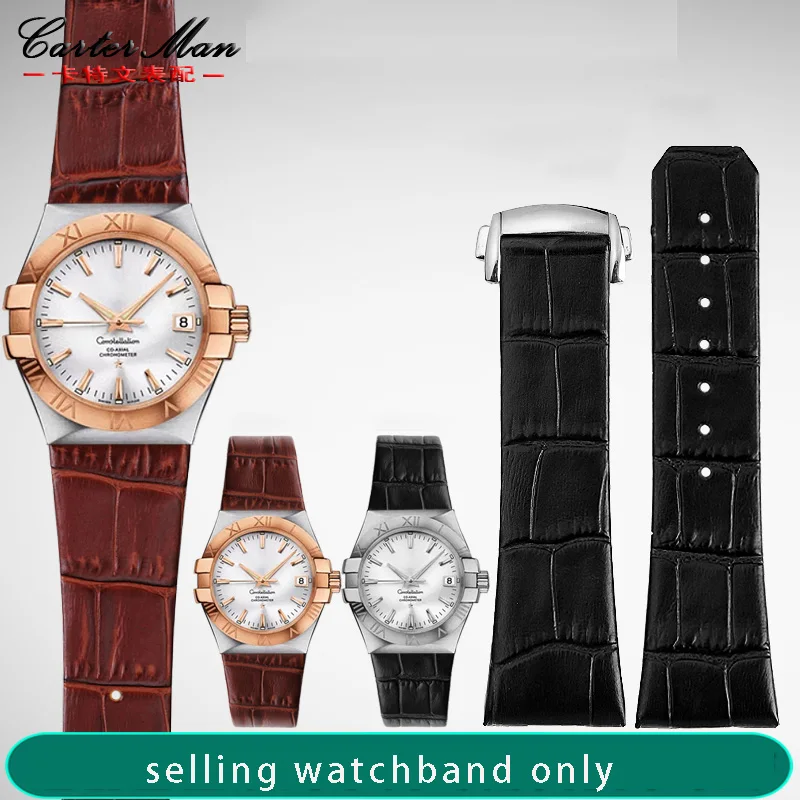 Браслет из воловьей кожи для Omega Constellation Double Eagle Series мужской и женский утопленный