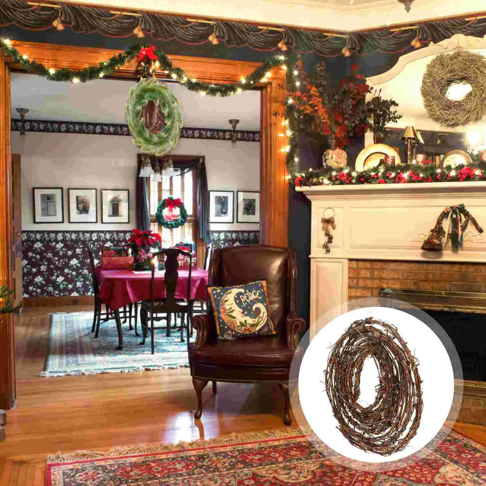 

Wreath Grapevine Garland Vine Twig Christmas Natural Hanging Crafts Diy Decor Rattan Wreaths Door Grape Branch Vines Twigs Front