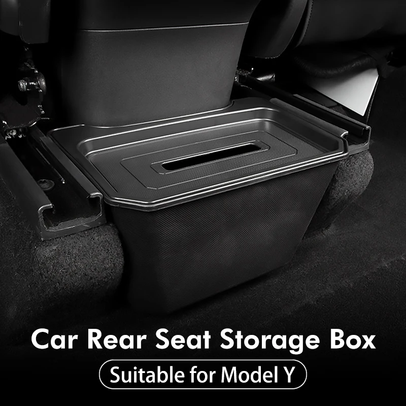 

Car Back Row Under Seat Storage Box For Tesla Model Y 2017-2023 Auto Organizer Trash Bin Box Car Interior Accessories