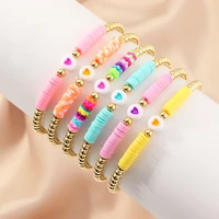 kunjoe bohemian heart chain bracelet for women charm gold color ccb beaded chain bracelet bangles girl boho jewelry accessories