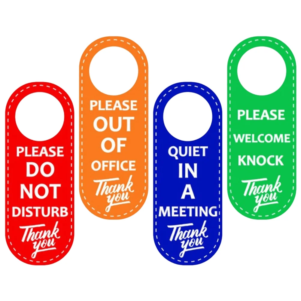 

4 Pcs Do Not Disturb Sign Signage Bathroom Door Hollow Out 22.5X8.5CM Hanging Hotel Pu Signs Office