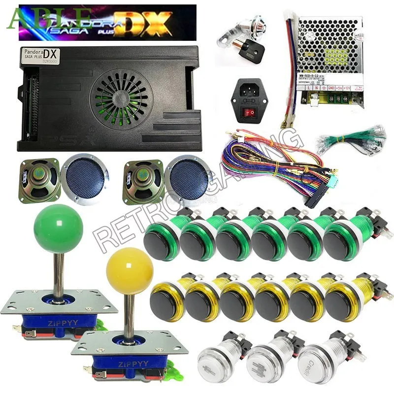 3D Pandora SAGA  Arcade Box DX 5000 In 1 Plus DIY Kit Video Game Retro Machine LED Push Button Zippy Joystick Power Supply