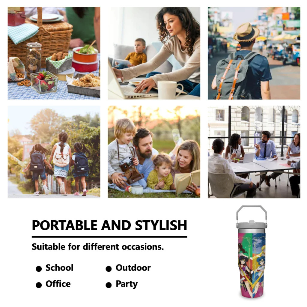 Портативная автомобильная чашка Сейлор Мун из нержавеющей стали 304 стакан для