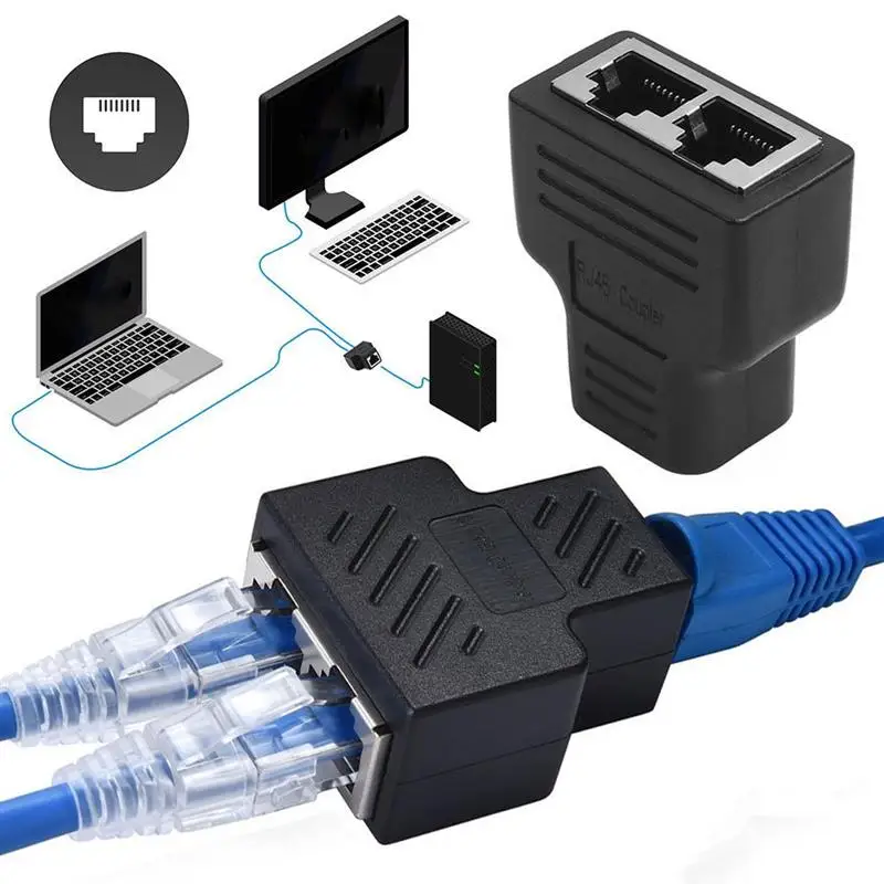 

RJ45 Ethernet Splitter Adapter Female To Female 1 To 2 LAN Ethernet Network Cable Connector Support ADSL Hubs Switch Router