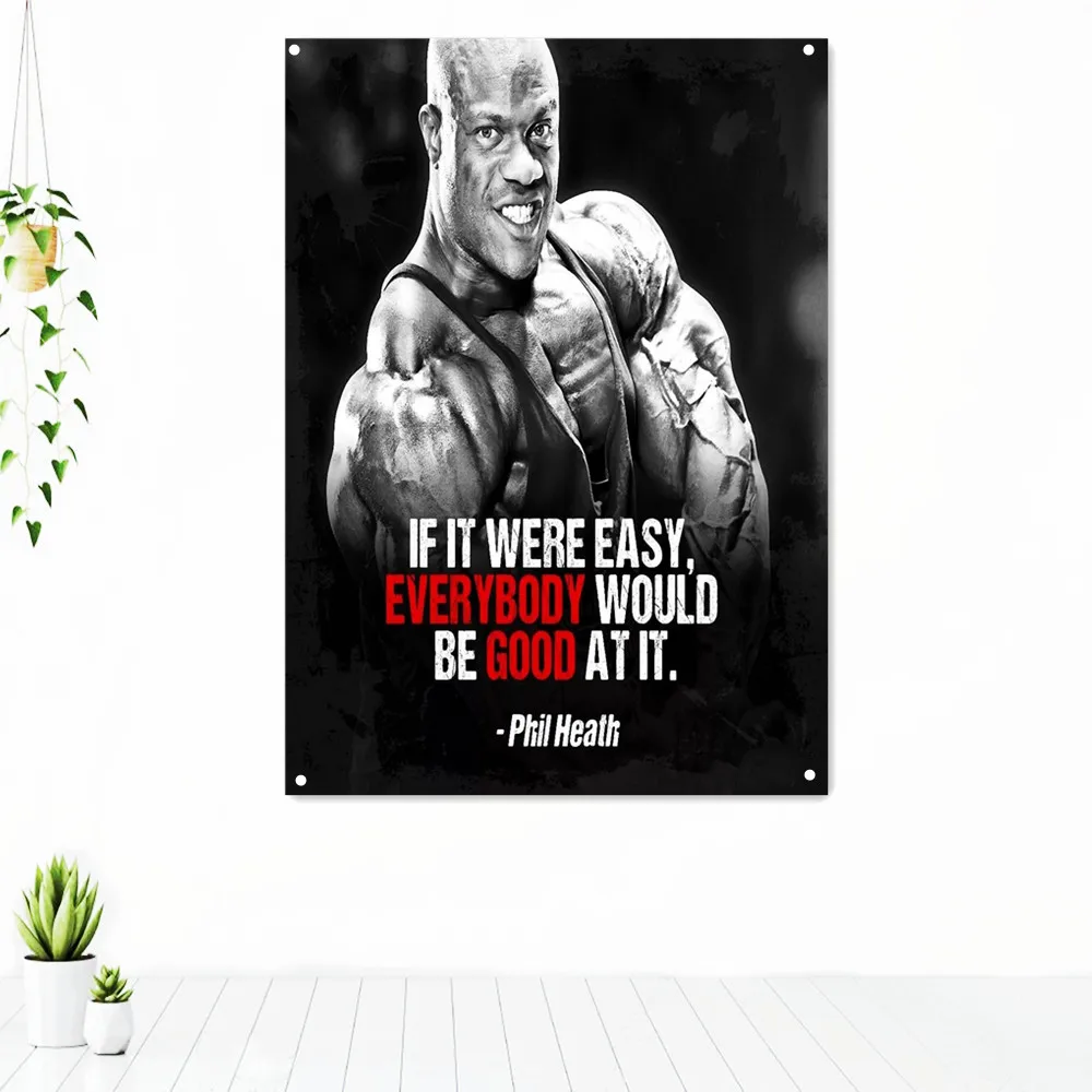 

IF IT WERE EASY, EVERYBODY WOUL'D BE GOOD AT IT. Exercise Poster Tapestry Wall Art Success Motivational Banner Flag Gym Decor