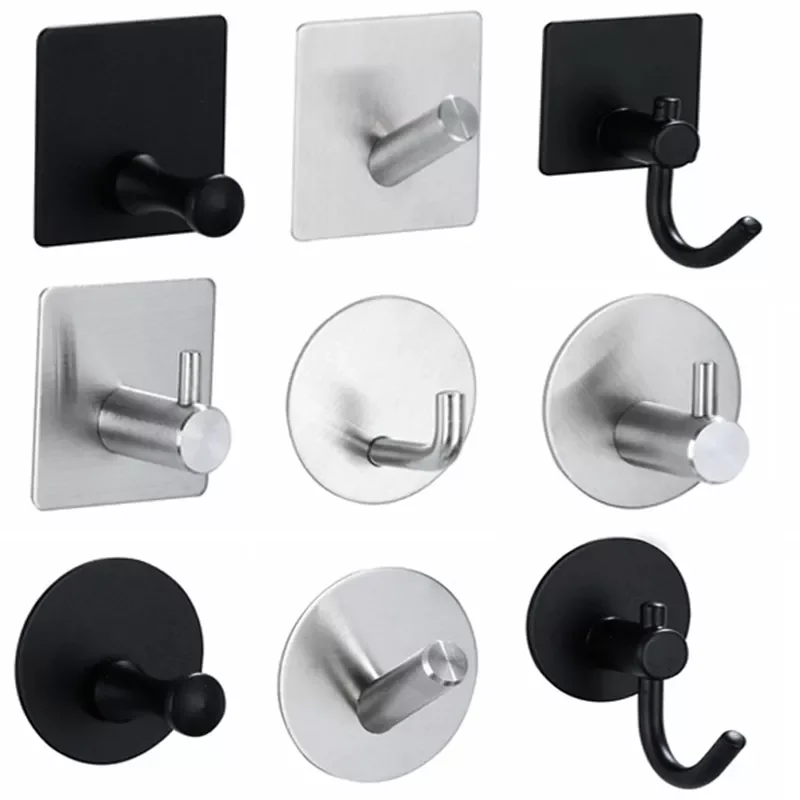 

SUS304 Robe Hooks Strong Self Adhesive Bathroom Stainless Steel Hook Wall Hangers Coat Towel Rustproof Hooks Kitchen Hardwar