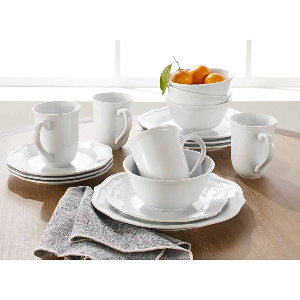 

Better Homes & Gardens 16-Piece Carnaby Scalloped Dinnerware Set, White dinnerware set