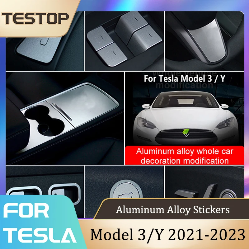 

Aluminum Alloy Automotive Interior Stickers For Tesla Model 3/Y 2021-2023 Accessories Whole Car Decoration For Model 3/Y 2023