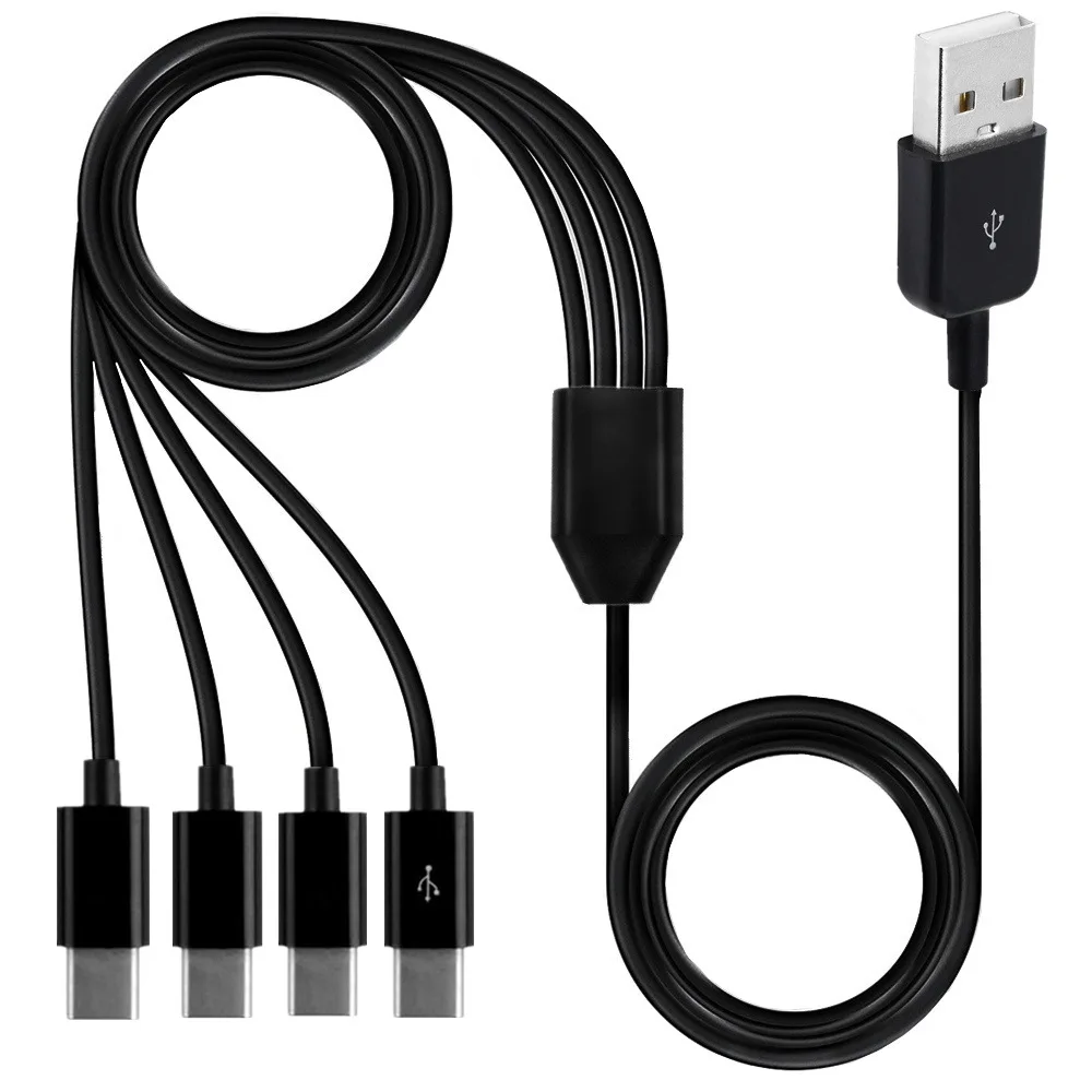 USB 2.0 Тип A Мужской к 4 типа-c Разветвитель Y Синхронизация данных и зарядный кабель адаптер 0.3м/1/1.5м ON.