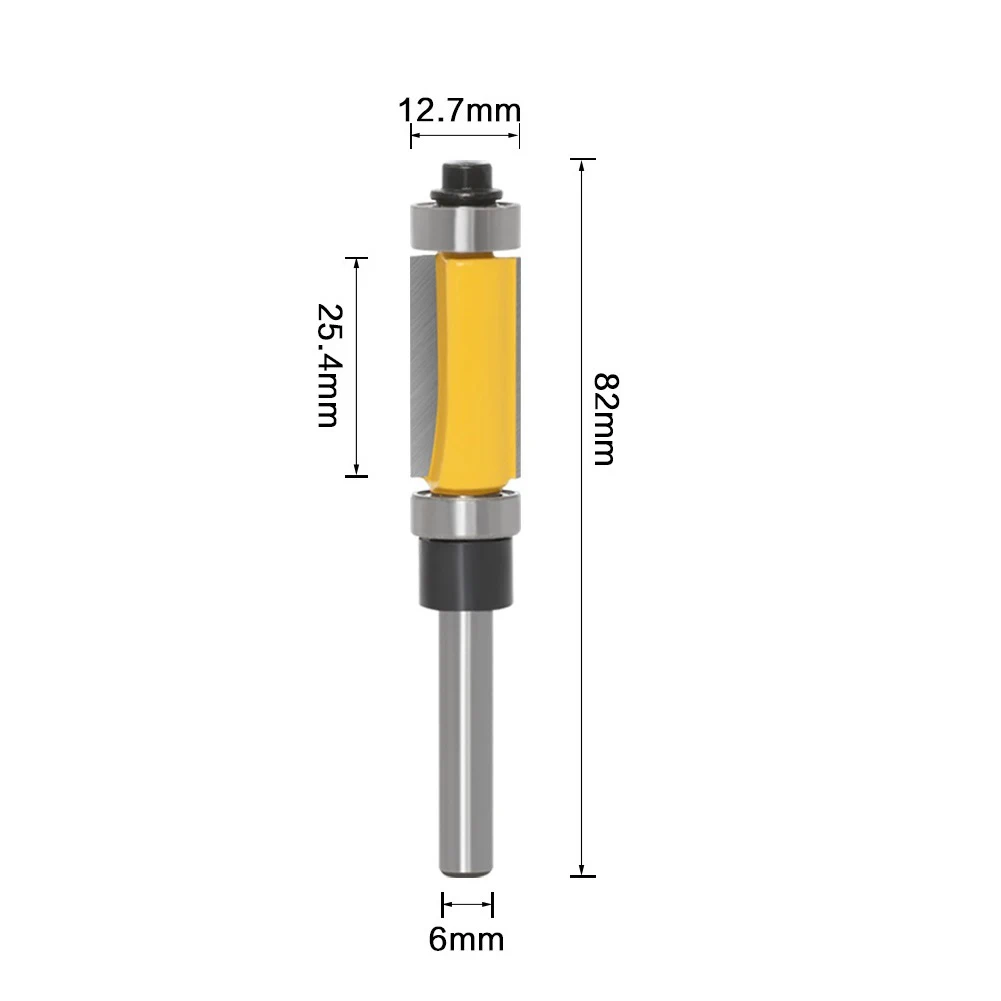 

1pc Milling Cutter Router Bit 6mm Shank Double Bearing Straight Flush Trimming Cutter For Carpentry Woodworking Tool Accessories