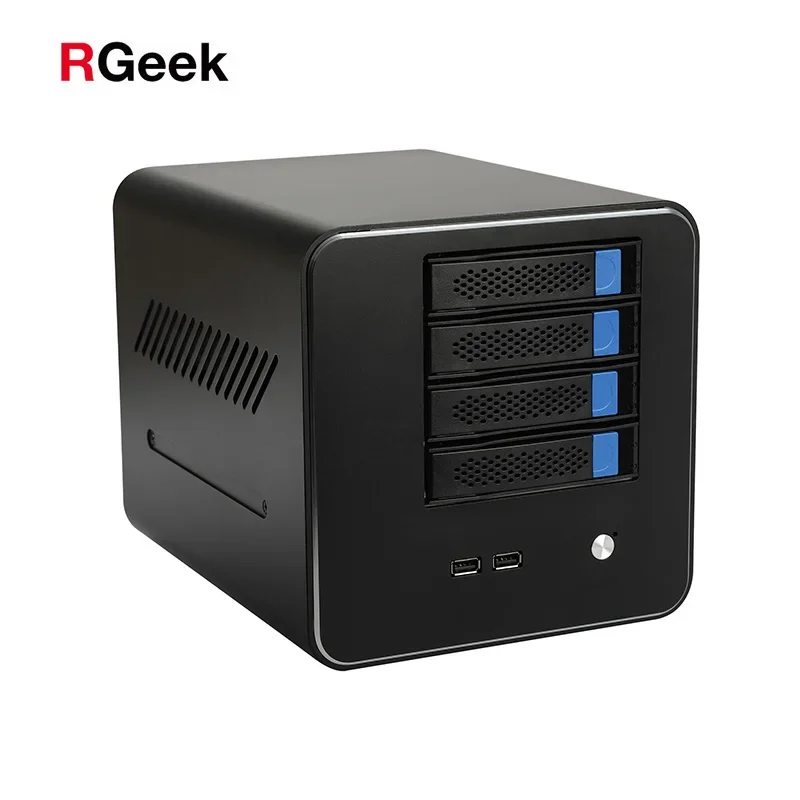 Фото RGeek Полностью алюминиевый мини-сервер NAS Mini ITX с 4 отсеками, материнской платой J1900 и адаптером №1