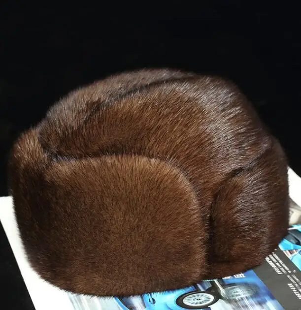 Fur Hat Men Winter Cap Warm Mink Thick