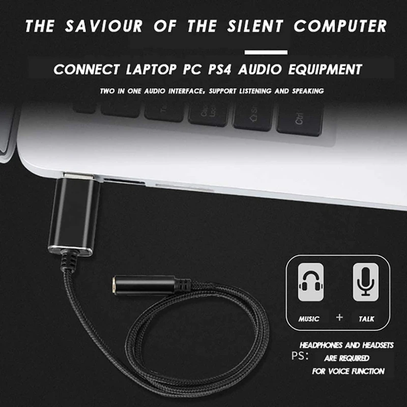 Аудиоадаптер с USB на гнездо 3 5 мм разъемом для наушников и микрофона Windows Mac PS4