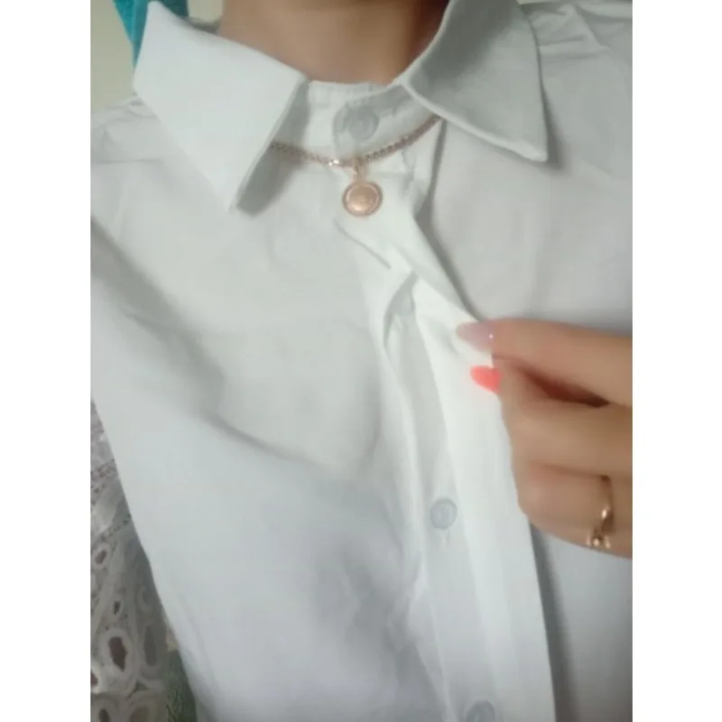 Женская ажурная блузка на пуговицах Черная кружевная с длинным рукавом в уличном