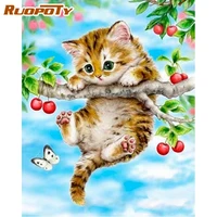 ruopoty diy pictures by number cat town kits drawing on canvas painting by numbers animal hand painted picture art gift home dec