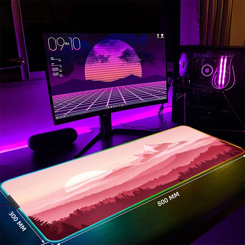

Mountains And Trees Art RGB Gaming Mousepads Desk Pad Keyboard Mat LED Gamer Mousepad XXL Mouse Pads Luminous Mouse Mats Design