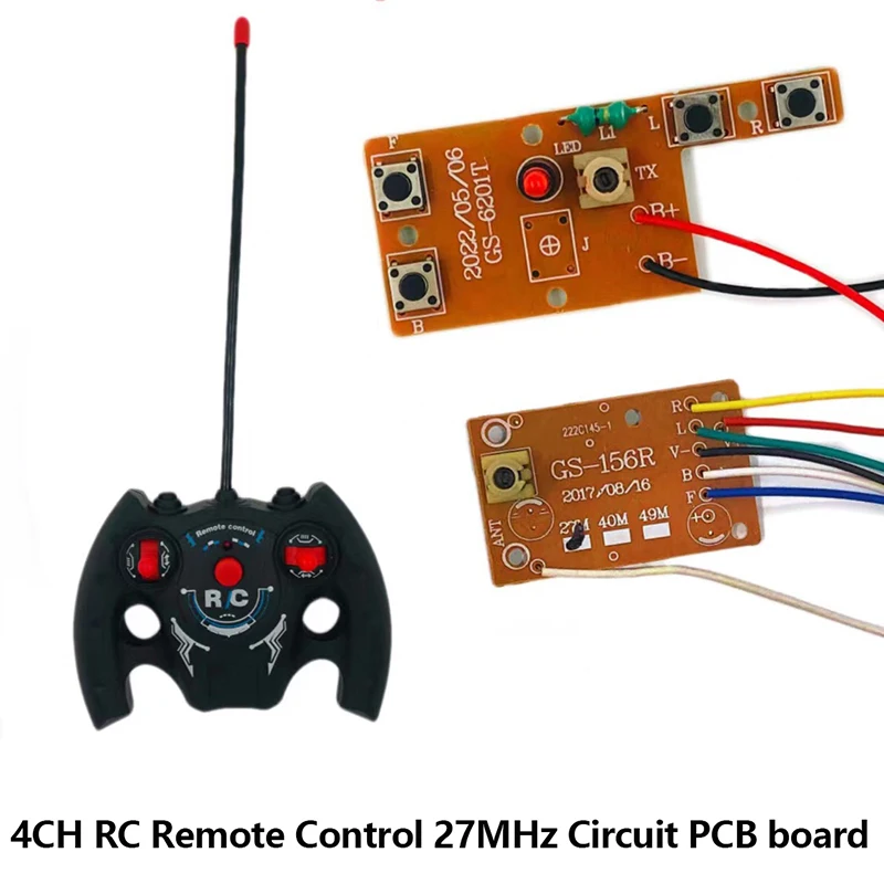 

Hot 1pc 857 27MHz Circuit 4CH RC Remote ControlPCB Transmitter and Receiver Board with Antenna Radio System Car Accessories