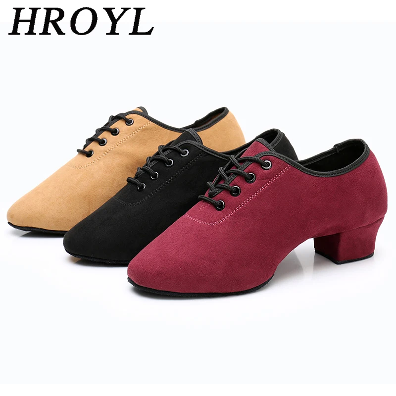HROYL Ballroom Dance Shoes Unisex Latin Dance Shoes For Women Ladies Girls Jazz Tango Modern Dancing Shoes Salsa Suede Sole