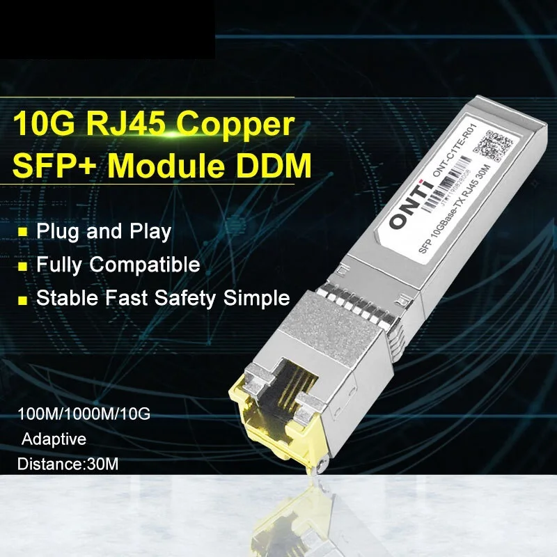 

Новый 10G RJ45 медный SFP + модуль 10GBase-Tx Ethernet оптоволоконный FTTH совместимый с переключателем Cisco/Mikrotik 30 м/80 м