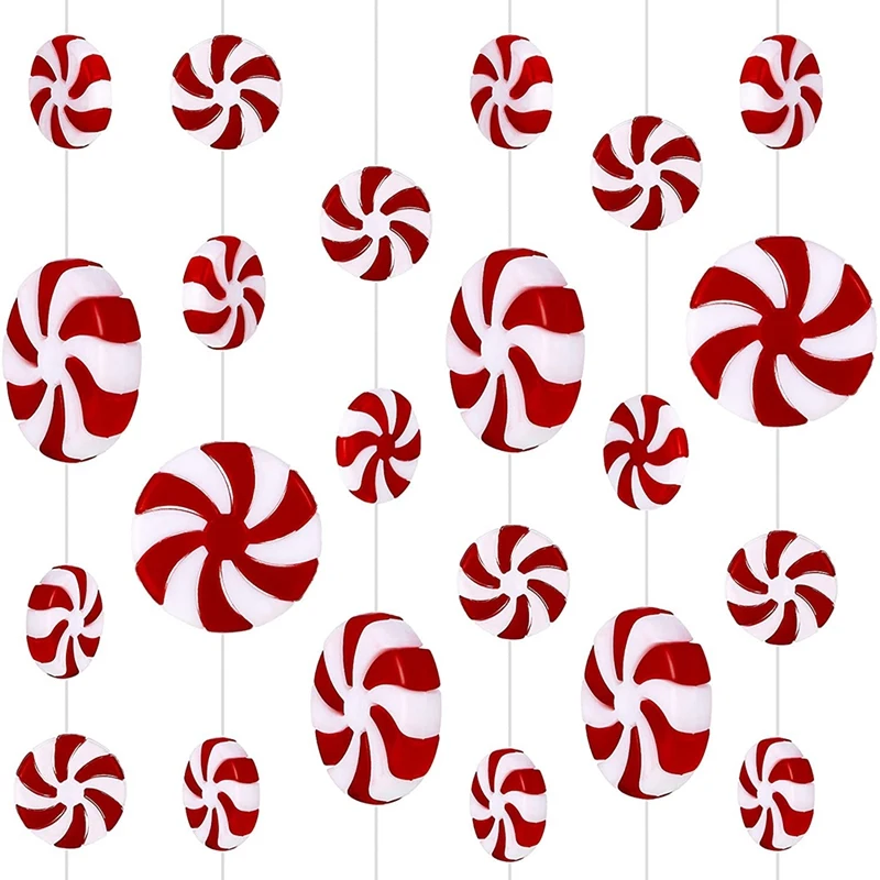 

100 шт. Рождественская гирлянда для конфет, вихревая гирлянда для конфет, рождественские красные и белые конфеты, пластиковая Рождественская...