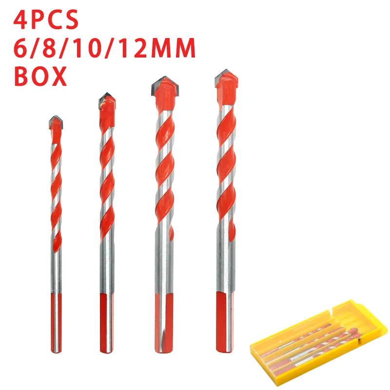 

4 Pcs Ultimate Brill Bits Multi-Material Triangle Drill Bit Diamond Set for Tile Concrete Brick Glass Plastic Wood Stone 6-12mm