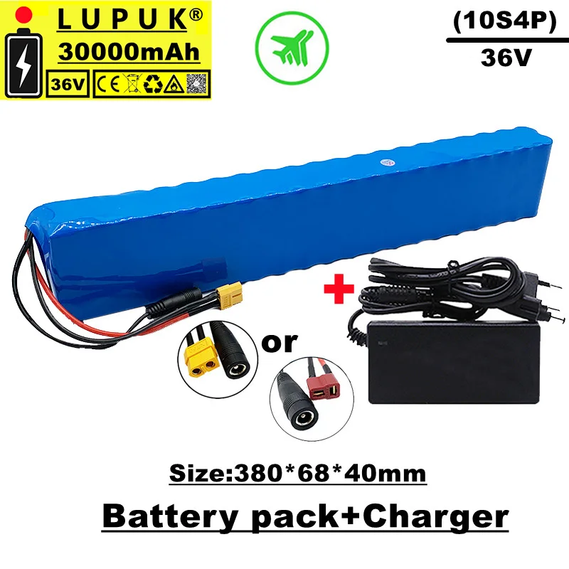 

LUPUK lithium-ion battery pack, 36V, 30000 mAh, 10 series 4 parallel combination, built-in BMS protection, free shipping