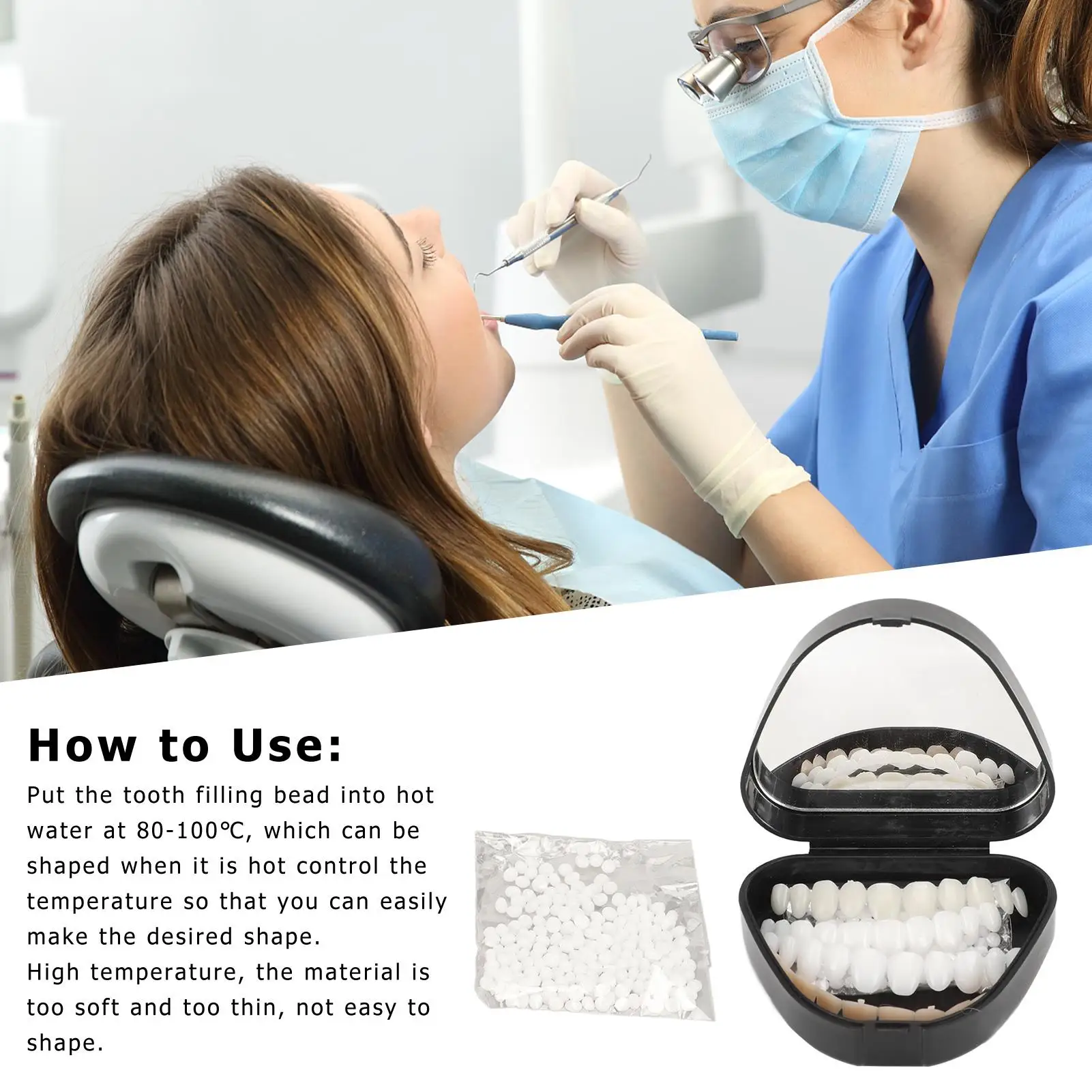 Набор для мгновенного ремонта зубов — формованные термобусины косплея и