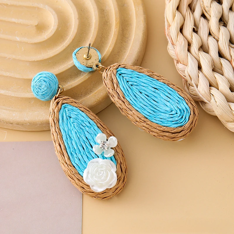 Летние винтажные серьги ручной работы в богемном стиле с лафитовой травой и