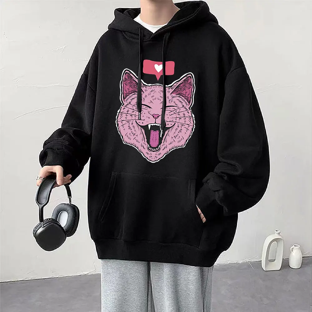 

Funny Love Cat Animal Graphic Hoodies Men Women Oversized Fashion Hoody Sweatshirt Casual Hoodies Streetwear Tracksuit Cute Tops