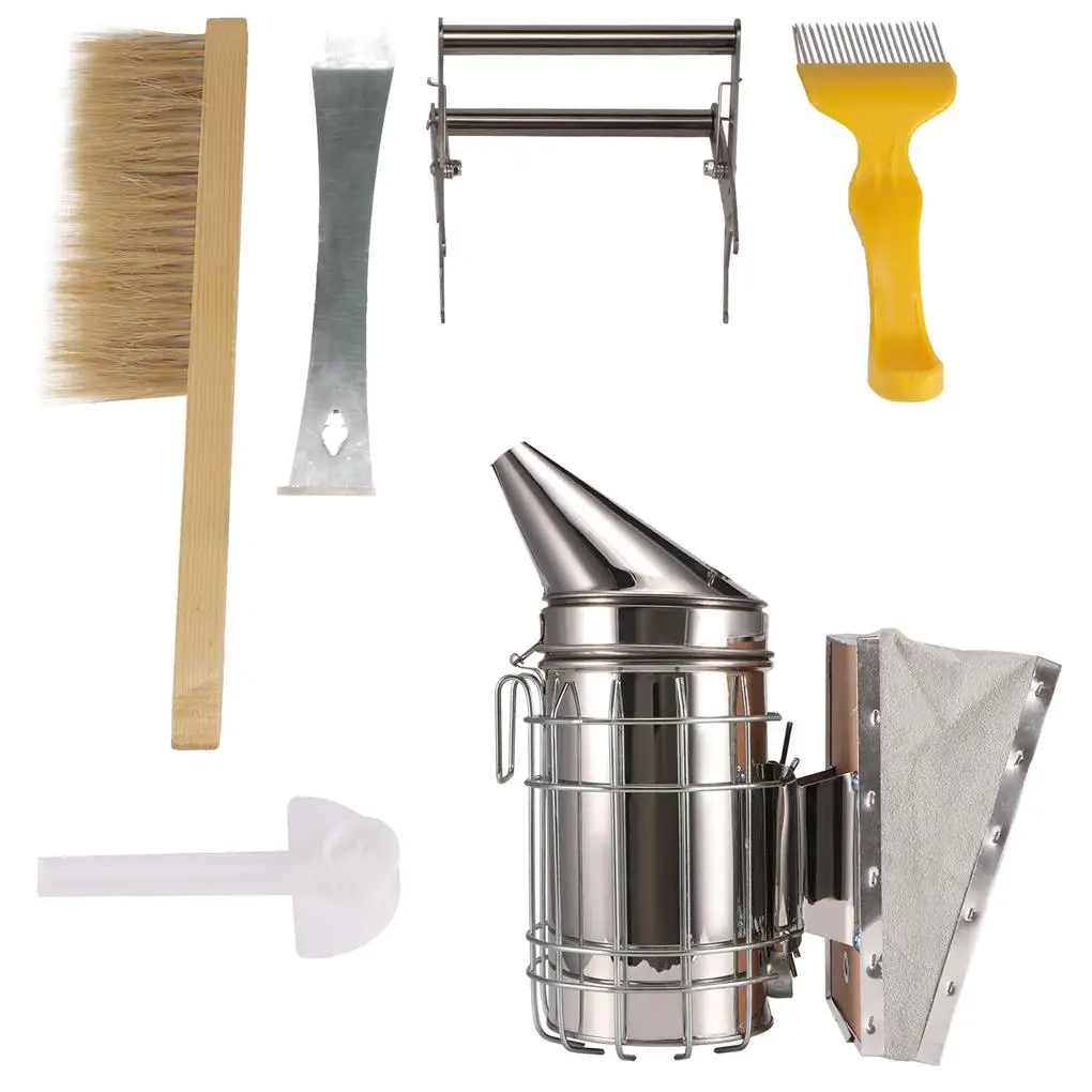 

6-piece Beekeeping Tool Stainless Beekeeping Tool Set Practical Beekeeping Equipment Efficient Bee Smoker Brush for Farm