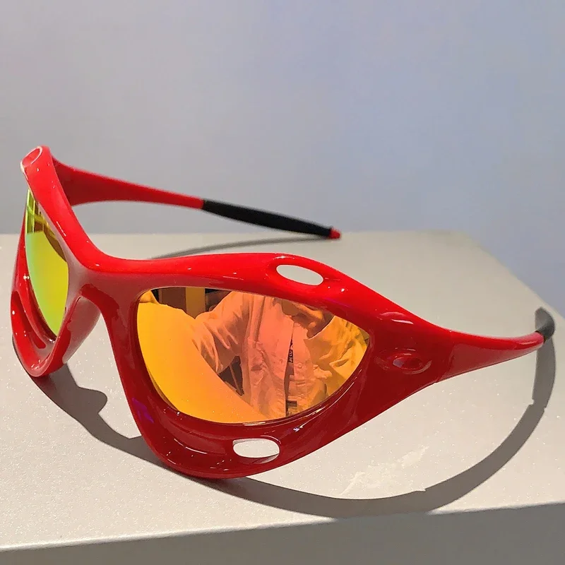 Новинка Y2k солнцезащитные очки модные футуристические зеркальные Спортивные