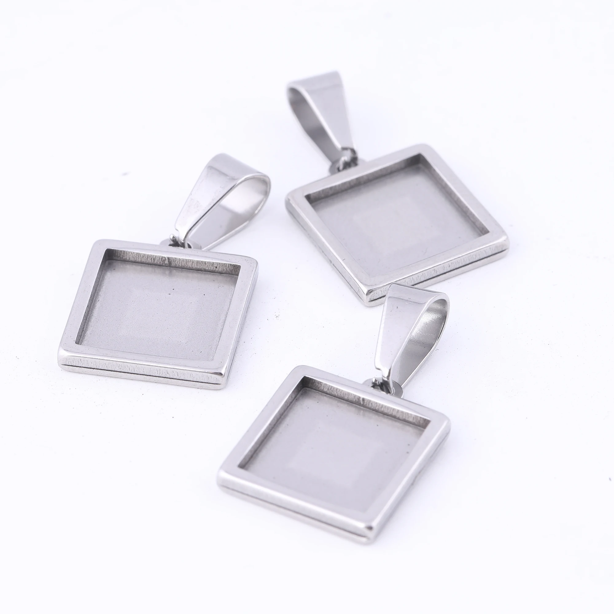 

5pcs Stainless Steel Square Cabochon Base Settings 12mm 15mm 20mm 25mm 30mm Gold Plated Pendant Trays Diy Charm Necklace Blanks