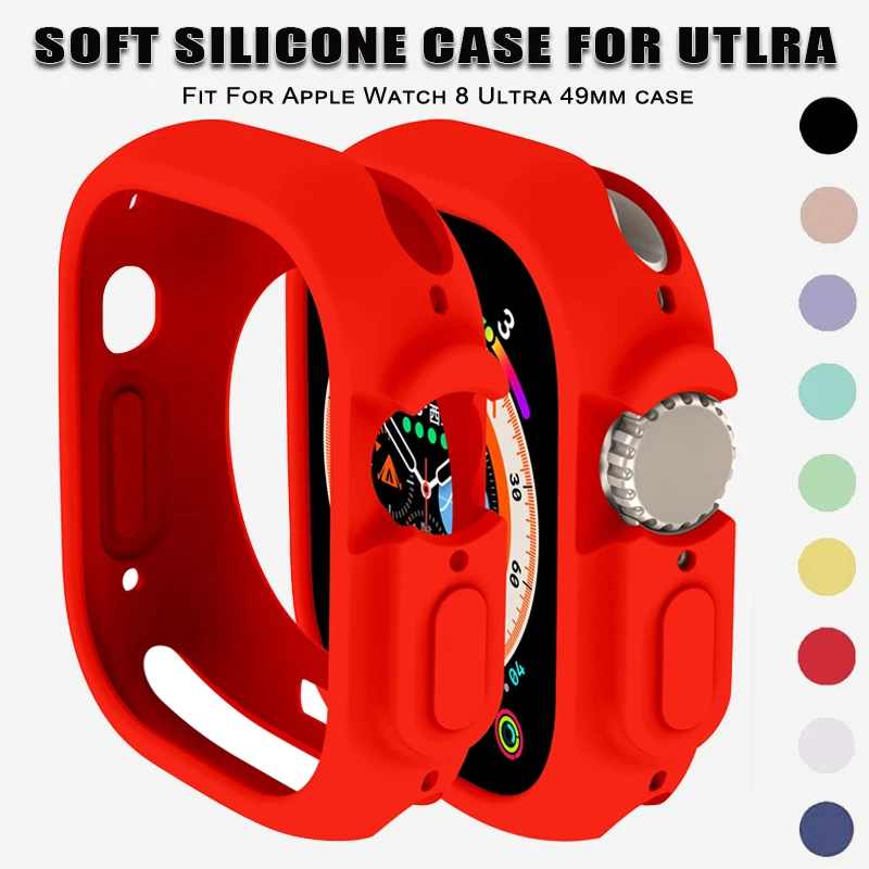 

Чехол для Apple Watch ultra 49 мм 44 мм 40 мм 45 мм 41 мм 42 38 аксессуары силиконовый бампер протектор iWatch serie SE 4 3 6 7 8 ultra