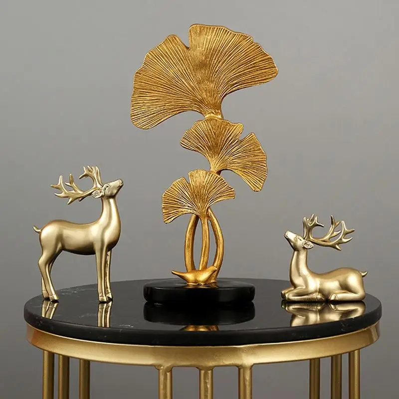Роскошное украшение в виде листьев Ginkgo, декоративные креативные листья ручной работы в скандинавском стиле, скульптура, домашний декор, роскошное украшение для дома